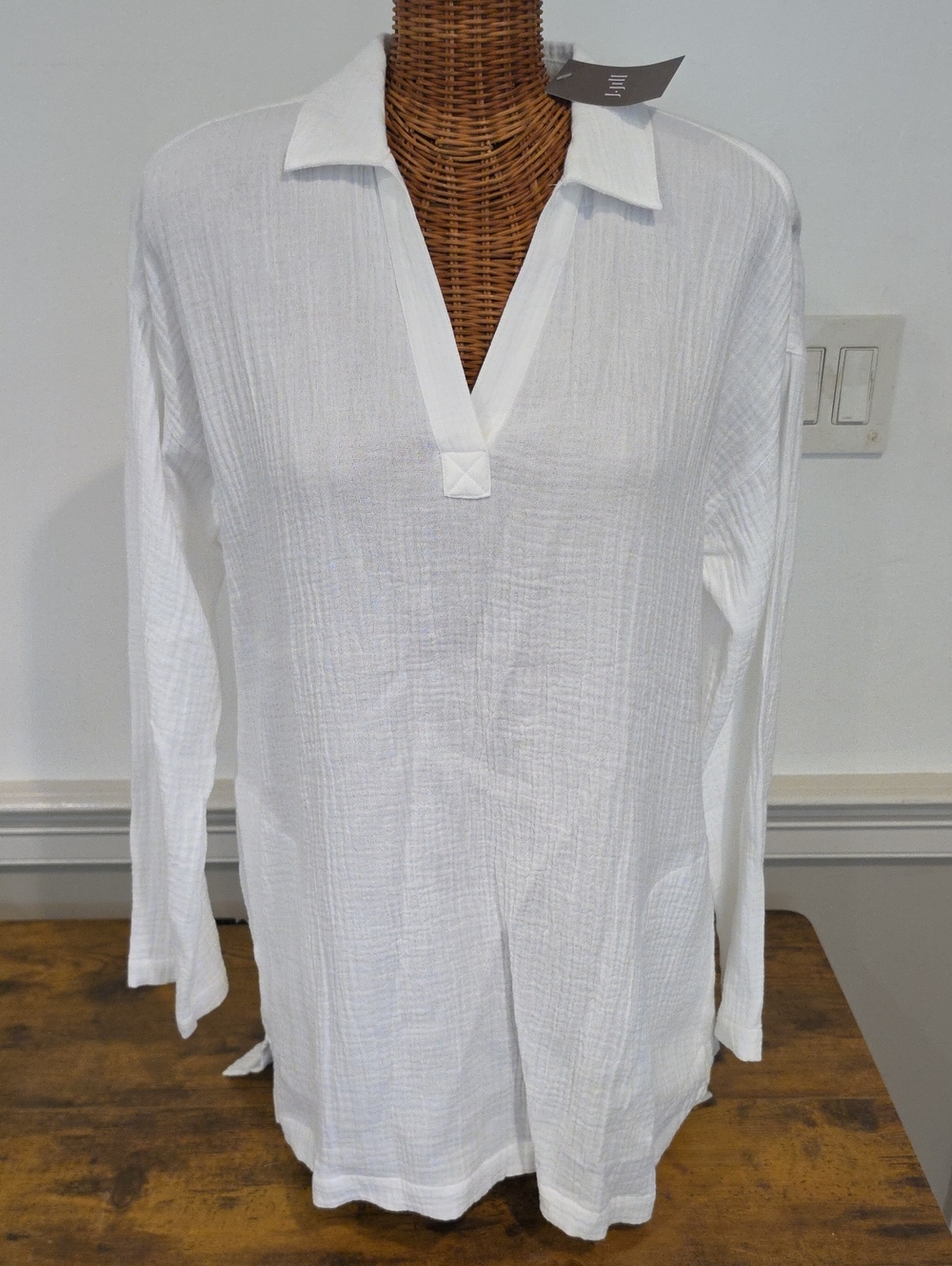 NWT J. Jill Organic White Cotton Gauze Tunic Top
